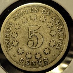1867 United States Shield Nickel 5 Cent Coin