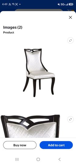 Benjara Pablo Dining Chair Set of 4, White Faux Leather, Black Wood, Tapered Legs