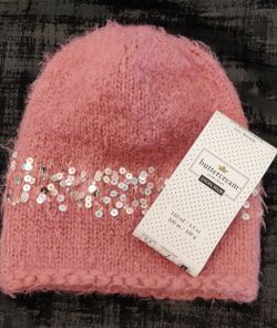 Very soft and warm girls hat with sequins. 18" -20" Hand knitted