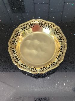 Brass Tray Trinket Dish 3 Foot Beautiful Design 6" Across