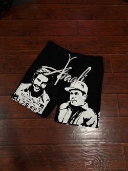 Asaali Jean Company Black Graphic Shorts