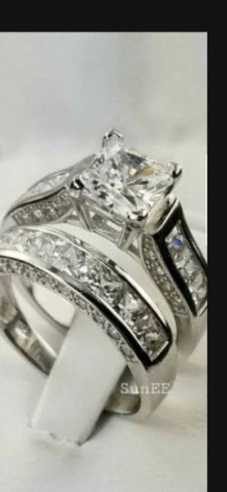❤️Womens Wedding Engagement Ring Set Princess White Cz 925 Sterling Silver Sz 5-10❤
