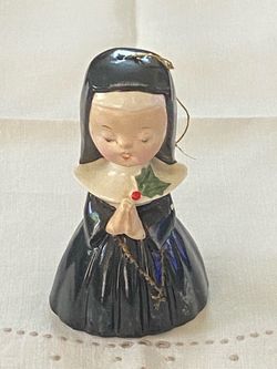 Vintage Ceramic Nun Christmas Ornament