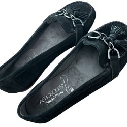 Aerosoles Womens Size 6 Medium Super Soft Black Suede Loafers Shoes Comfort