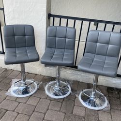 New 3 Gray Bar Stools 