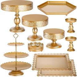 10 Pieces Gold Cake Stand, Metal 