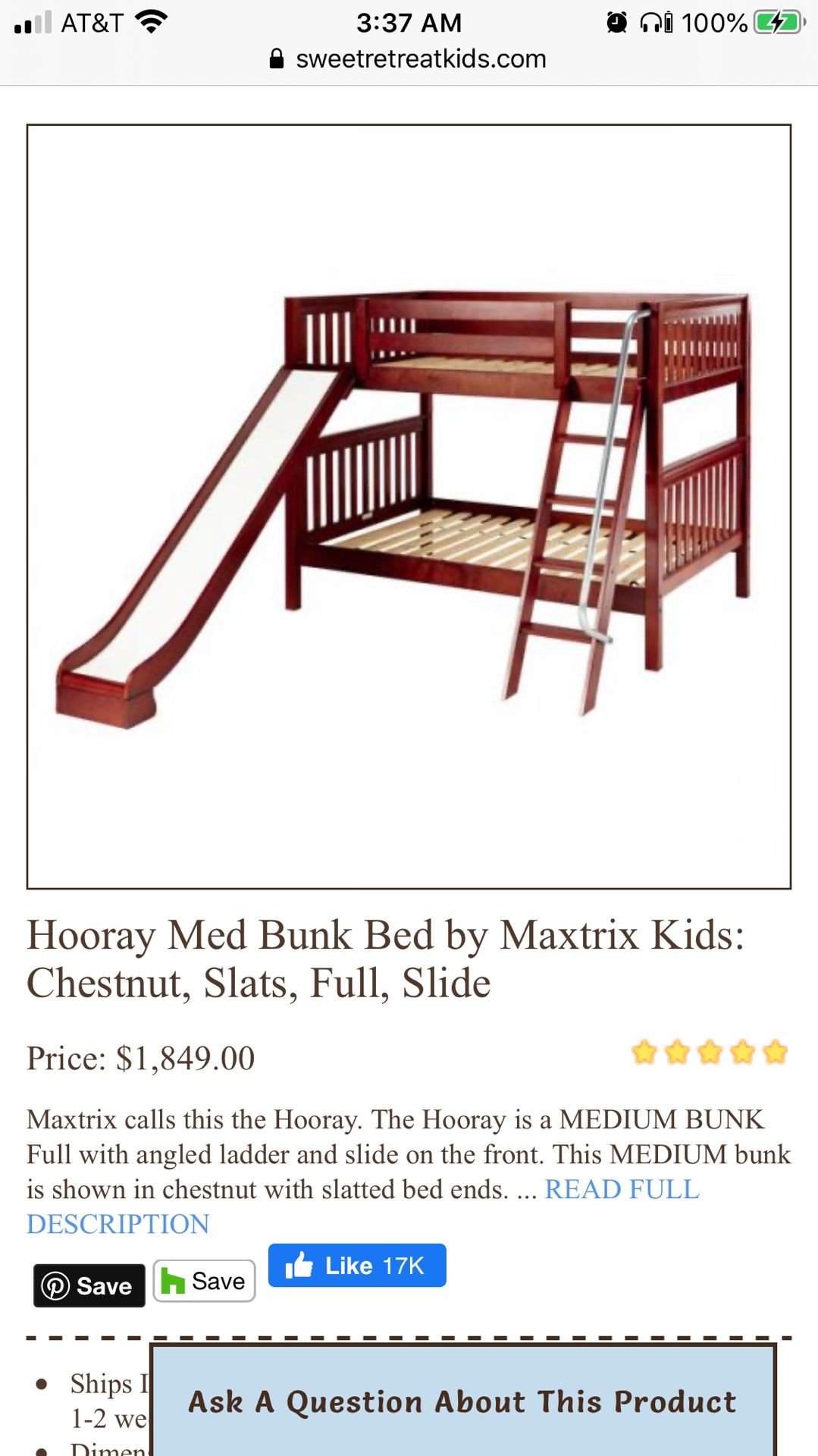 Matrix full over full bunk bed