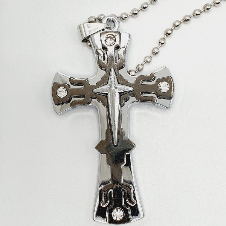 "Stainless Steel Cross Unisex Pendant Necklace, BL276
 
