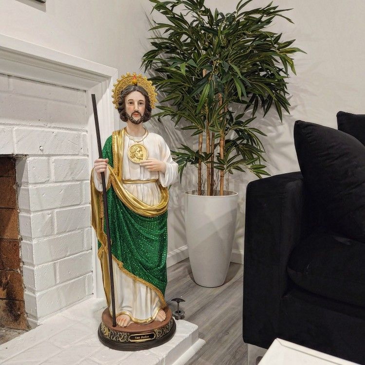 San Judas Tadeo Statue Estatua 37"Inches Tall - 3 Feet Saint Jude Regular O VESTIDO VERDE Alta Calidad High Quality