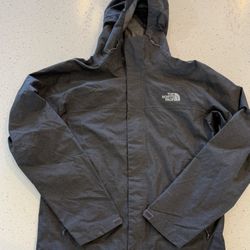 M The North Face Jacket Mens Medium Black Gray Waterproof DryVent Rain Coat  Zip