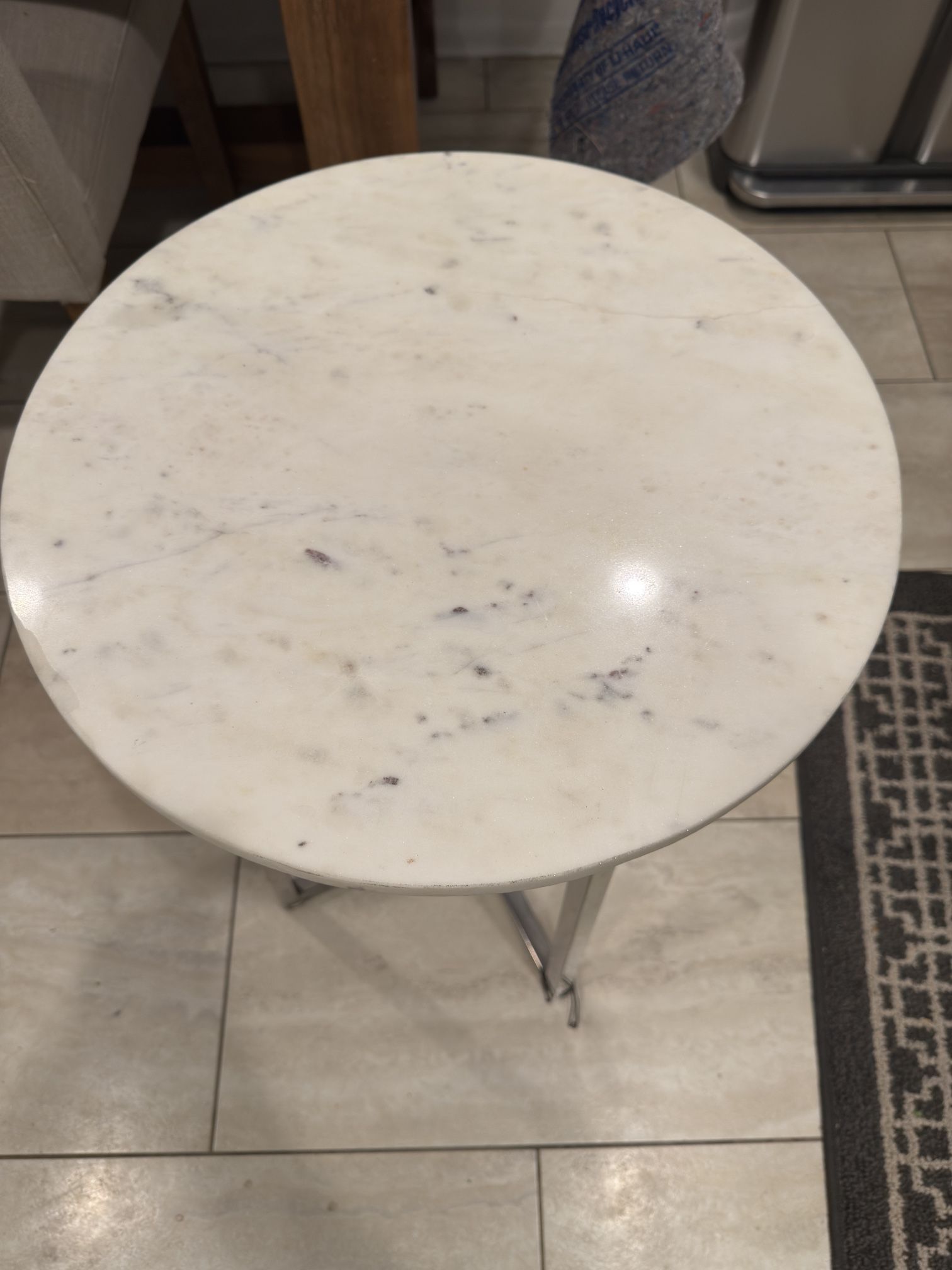 Faux Marble Round Side Table