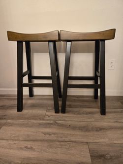 Set of two wooden bar stools