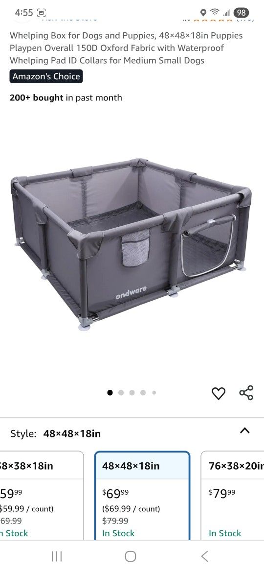 Whelping Box for Dogs and Puppies, 48×48×18in Puppies Playpen Overall 150D Oxford Fabric with Waterproof Whelping Pad ID Collars for Medium Small Dogs