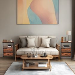 ANBY2 2PC End Table Nightstand Storage Table with 2 Drawers and Shelf