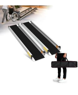 6FT Portable Adjustable Wheelchair Ramp-600LBS Heavy-Duty, High-Strength Aluminum Alloy Telescoping Portable Wheelchair Ramps Triple Anti-Slip Ideal f