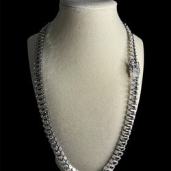 Solid Rolex Link White Gold Filled Chain