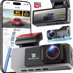 Dash Cam Front and Rear, 4K Full HD Dual Dash Camera with Starlight Night Vision, Bulit-in GPS & 5G WiFi, Free 64GB Card Included, with G-Sensor, WDR