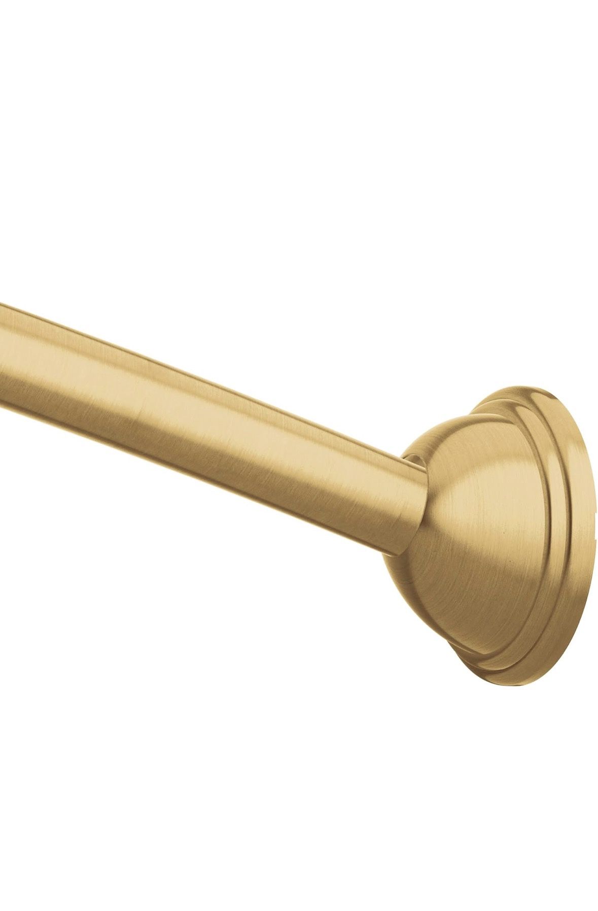 Moen Brushed Gold 54 to 72-Inch Adjustable Single Curved Shower Rod, Wall Mounted Permanent Shower Curtain Rod for Bathroom, CSR2160BG