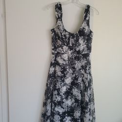 Women Floral Black And White Dress