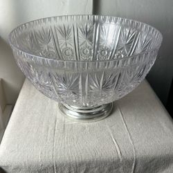 Faux Crystal Cut Punch Bowl with Pedestal