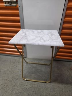 Marble Top Folding Side Table Gold Legs