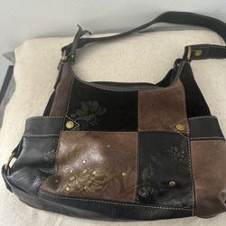 Fossil leather decorative crossbody vintage style shoulder purse 