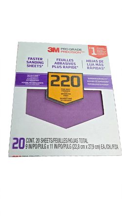 Lija 3M Pro Grade Precision 220 Grano Fino - 20 Hojas 9x11 NUEVA