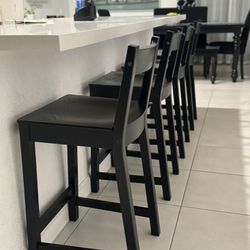 NORDVIKEN Bar stool with backrest, black, 24 3/8 "