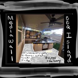 TV wall BBQ Island Outdoor Cooking Cocina Grill Backyard Kitchen