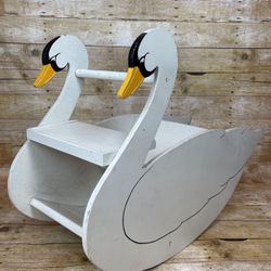 Childs Rocking Vintage Wooden Swan Rare Toy Kids Chair 