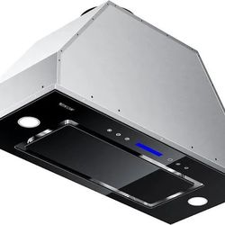 EKON - Built-in 36-inch extractor hood, 900 CFM tempered glass with touch control, convertible, ductless, 2 adjustable lights, 3 deflector filters