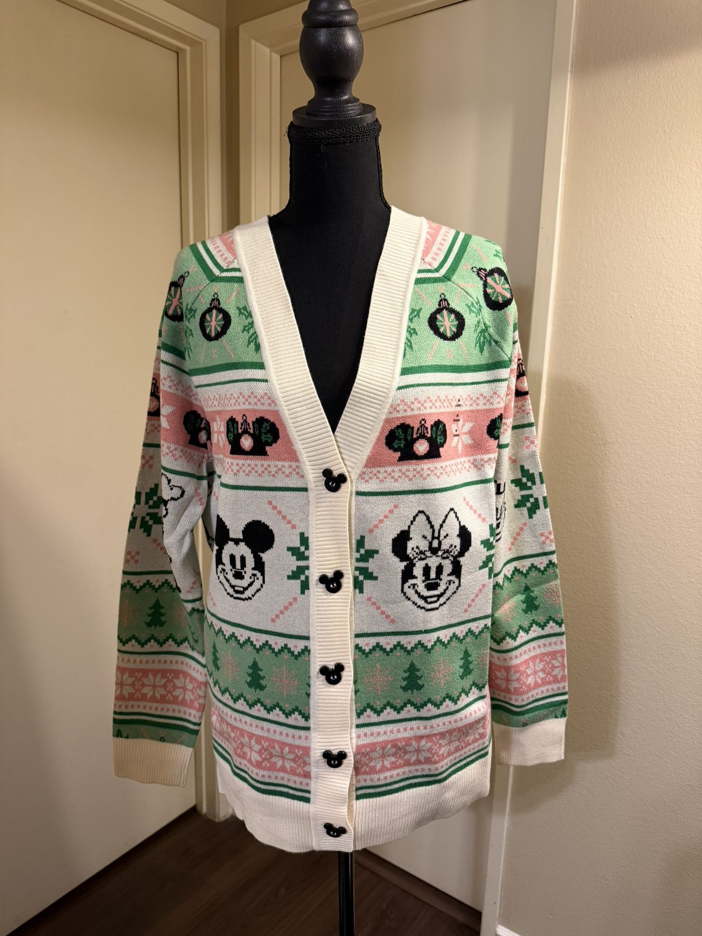 SMALL Mickey Mouse and Friends Winter Holiday Cardigan Sweater for Women