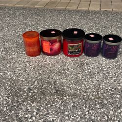 Five Candles, One Apple One Cranberry And Two Orange Flour And Black Orchid