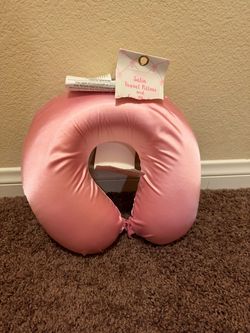 Pink Satin Travel Neck Pillow, eye mask not included