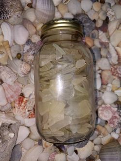 Jar of Real White Sea Glass Quart (32 oz)