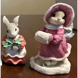 Christmas My Blushing Bunnies Lot Of 2 Enesco Excellent Used Condition 