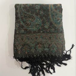 New | Limited Edition: Black/Green Pastel  Pashmina Shawl