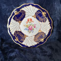 Vintage 9.75" Weimar Porcelain Jutta Echt Weimar Kobalt Plate with Gold Trim