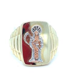 14Kt Tri Color Gold Santa Muerte Ring 6.00g Size 10 175763/7