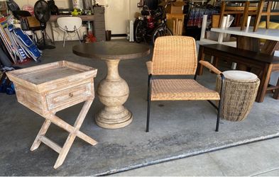 Rattan Boho Bistro Table & Chair Home furniture