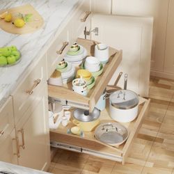2 Tier Wood Cabinet Organizing Drawer