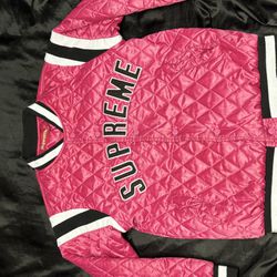 Pink Supreme SS17 Quilted Satin Varsity Jacket