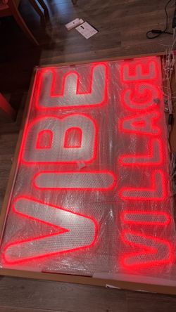 40” x 61” Custom “VIBE VILLAGE” LED Neon Sign – IP67 Waterproof – Brand New