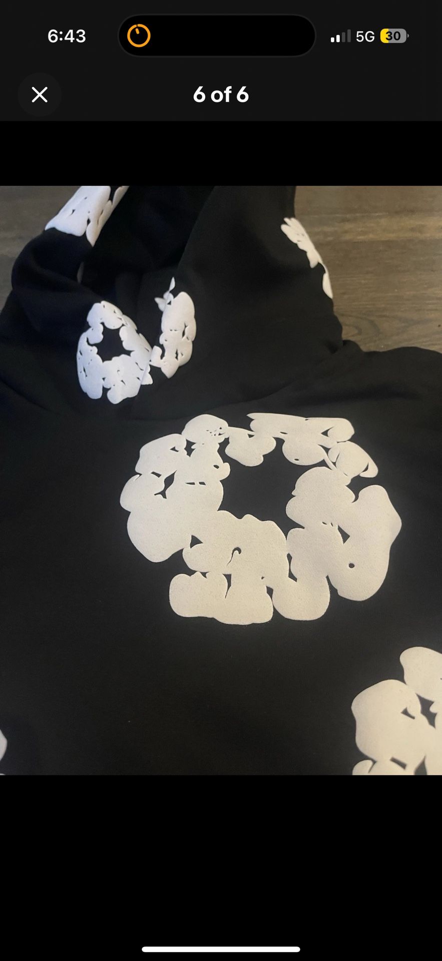 Black Sweatshirt with White Floral Design Luxury Hoodie *BRAND NEW*