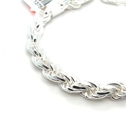 925 Sterling Silver Rope Bracelet 8” 7mm 31.90grams 
