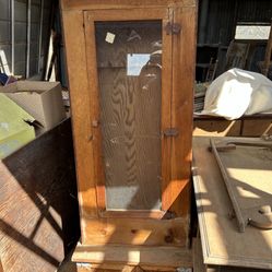 Antique Solid Wood 6 Gun Cabinet W/ Bottom Storage 