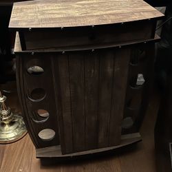 Rustic Oak Multi-storage Bar Cabinet.  