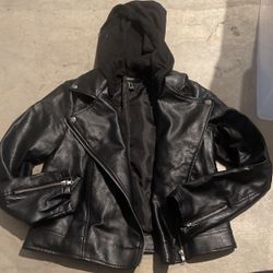 Leather Jacket With Hood