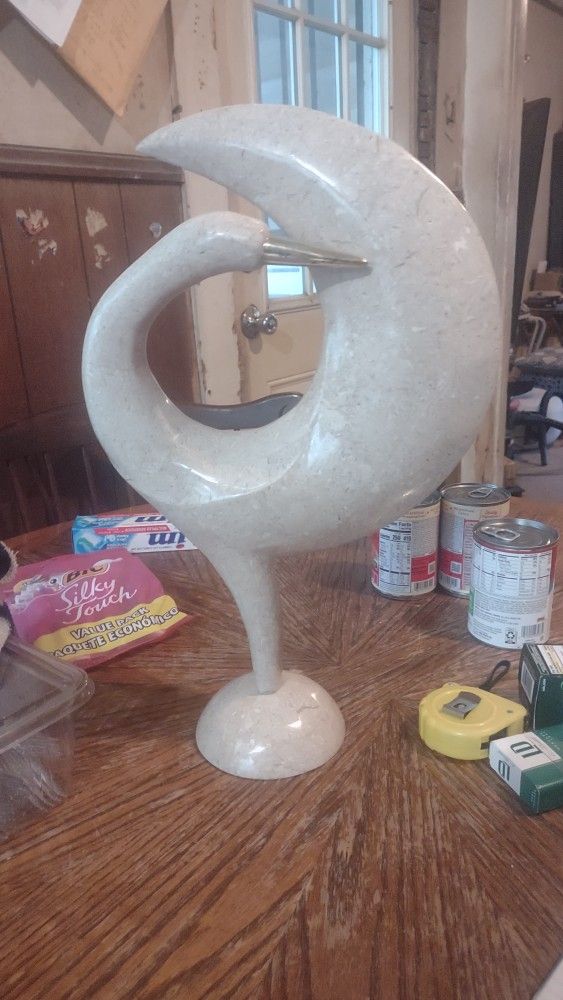 18" 1970's Maitland Smith Style Marble Bird Sculpture