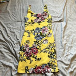 Yellow Floral Mini Dress (Size XS)